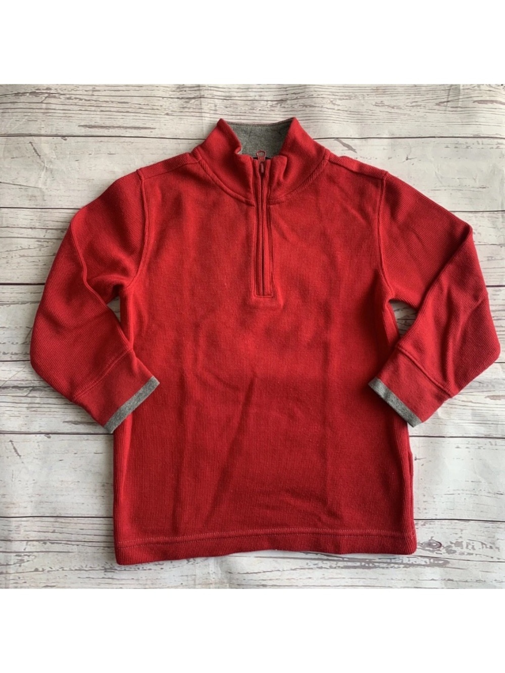 GapKids Boys Sz XS/4-5 Red 1/4 Zip Ribbed Knit Sweater